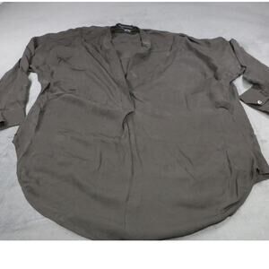 Vince 100% Silk Blouse Women’s Size M Brown Long Sleeve Tunic Top Minimalist